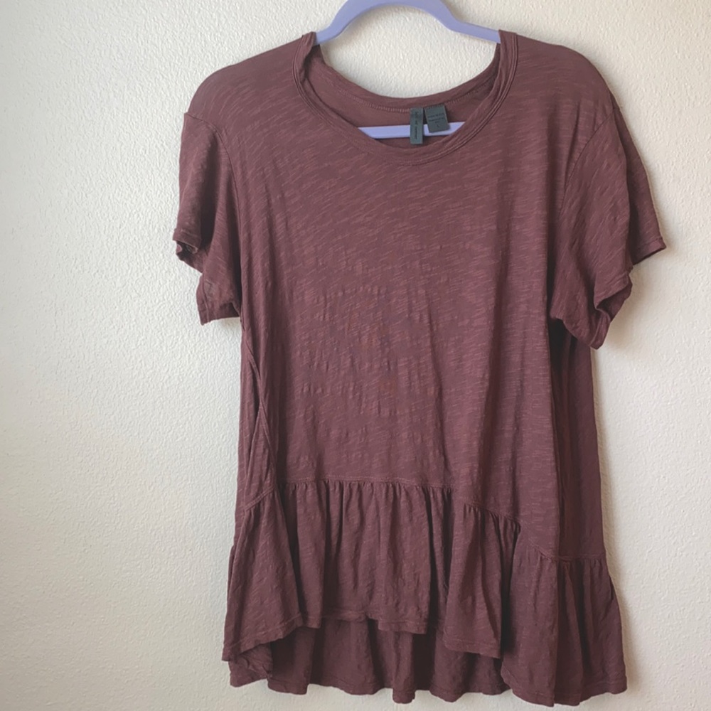 Anthropologie Left of Center Mauve Peplum Shirt